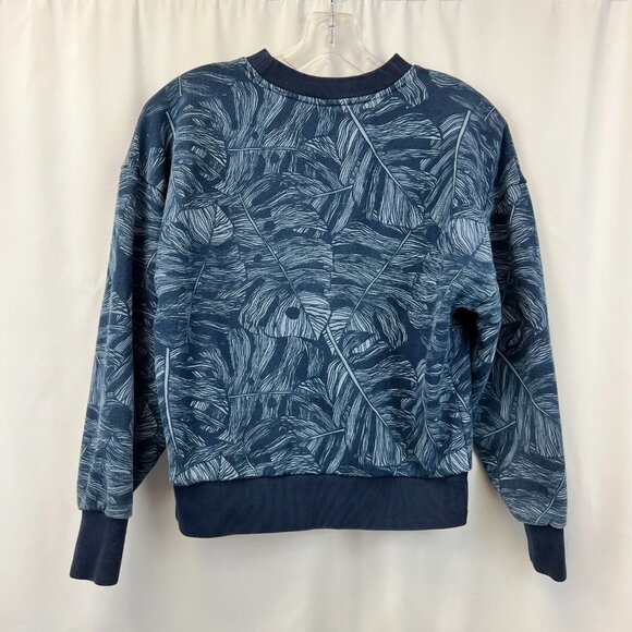 Gap Womens Blue Leaf Print Long Sleeve Crew Neck Pullover Sweatshirt Size XS - Picture 1 of 10